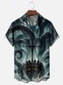 Moisture-Wicking Ombre Abstract Octopus Sailboat Chest Pocket Hawaiian Shirt