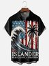 Moisture Wicking Independence Day Coconut Tree Chest Pocket Hawaiian Shirt
