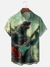 Moisture Wicking Dinosaur Guitar Chest Pocket Hawaiian Shirt