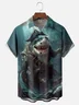 Moisture Wicking Pirate Shark Chest Pocket Hawaiian Shirt