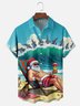 Moisture Wicking Christmas Beach Santa Vacation Chest Pocket Hawaiian Shirt
