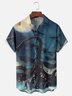 Moisture-Wicking Ombre Abstract Octopus Sailboat Chest Pocket Hawaiian Shirt