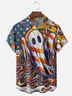 Moisture Wicking Halloween Ghost American Flag Chest Pocket Hawaiian Shirt
