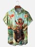Moisture Wicking Canadian Beaver Riding A Moose Chest Pocket Hawaiian Shirt