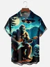 Moisture Wicking UFO Alien Bigfoot Guitar Music Chest Pocket Hawaiian Shirt