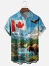 Moisture Wicking Canadian Beaver Moose Chest Pocket Hawaiian Shirt