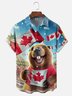 Moisture-Wicking Gradient Canadian Groundhog Maple Leaf Chest Pocket Hawaiian Shirt