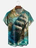 Moisture-Wicking Gradient Abstract Sailboat Map Chest Pocket Hawaiian Shirt