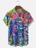 Moisture-wicking Orangutan Cartoon Multicolor Chest Pocket Casual Shirt