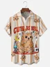 Hardaddy x Kimprut Imut Moisture Wicking Fun Text Cat Chest Pocket Hawaiian Shirt