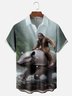 Moisture-wicking Bigfoot vs. Armadillo Fun Chest Pocket Hawaiian Shirt