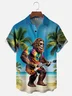 Moisture Wicking Hippie Bigfoot Guitar Coconut Tree Chest Pocket Hawaiian Shirt