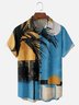Moisture-wicking Palm Tree Abstract Art Chest Pocket Hawaiian Shirt
