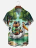 Moisture Wicking Capybara Parrot Beach Chest Pocket Hawaiian Shirt