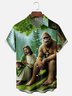 Moisture-wicking Bigfoot and Jesus Religious Chest Pocket Hawaiian Shirt