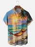 Moisture-wicking Fun Coast Hammock Sunset Chest Pocket Hawaiian Shirt