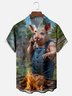 Moisture-wicking BBQ Party Pig Chest Pocket Casual Shirt