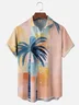 Moisture-wicking Coconut Tree Abstract Art Chest Pocket Hawaiian Shirt