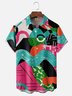 Moisture Wicking Geometric Color Block Chest Pocket Hawaiian Shirt