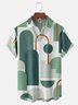 Moisture Wicking Geometric Color Block Chest Pocket Hawaiian Shirt