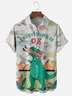 Hardaddy X Coffee Man Moisture-wicking Dinosaur Chest Pocket Hawaiian Shirt