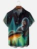 Moisture Wicking Ombre UFO Bigfoot Chest Pocket Hawaiian Shirt