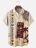 Moisture-wicking Tiki Coconut Tree Chest Pocket Bowling Shirt