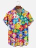 Moisture Wicking Tropical Plants Gradient Watercolor Floral Chest Pocket Hawaiian Shirt
