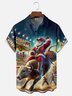 Moisture-Wicking Christmas Santa Bulldog Chest Pocket Hawaiian Shirt