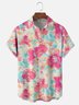 Moisture Wicking Tropical Greens Ombre Floral Chest Pocket Hawaiian Shirt