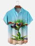 Moisture Wicking Seaside Fun Green Dog Chest Pocket Hawaiian Shirt