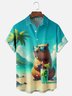 Moisture Wicking Beach Capibara Chest Pocket Hawaiian Shirt