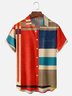 Moisture Wicking Geometric Color Block Chest Pocket Hawaiian Shirt