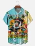 Moisture Wicking Beach Orangutan Parrot Chest Pocket Hawaiian Shirt