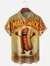 Moisture Wicking Fun Hot Dog Festival Chest Pocket Hawaiian Shirt