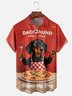 Moisture Wicking Eating Pizza Dachshund Chest Pocket Hawaiian Shirt