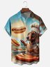 Moisture Wicking Dachshund Chef Chest Pocket Hawaiian Shirt