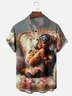 Moisture Wicking Eating Hot Dog Dachshund Chest Pocket Hawaiian Shirt