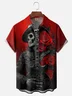 Moisture-wicking Music Rock Roll Skull Guitar Chest Pocket Casual Shirt