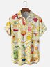 Moisture-wicking Cocktail Flowers Chest Pocket Hawaiian Shirt