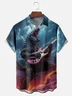 Moisture-wicking Music Rock Godzilla Guitar Chest Pocket Casual Shirt