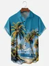 Moisture-wicking Coconut Tree Beach Chest Pocket Hawaiian Shirt