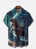 Moisture-wicking Dinosaur Astronaut Fun Chest Pocket Casual Shirt