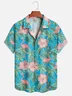 Moisture Wicking Tropical Floral Flamingo Hawaiian Shirt
