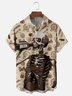 Moisture-wicking Fun Oktoberfest Skull Art Chest Pocket Casual Shirt