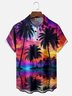 Moisture-wicking Dreamy Avant-garde Beach Coconut Tree Chest Pocket Hawaiian Shirt