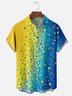 Moisture-wicking Avant-garde Blue and Yellow Abstract Print Chest Pocket Casual Shirt