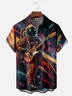 Moisture Wicking Music Guitar Astronaut Chest Pocket Hawaiian Shirt