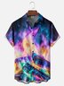 Moisture-wicking Avant-garde Color Flame Fun Chest Pocket Casual Shirt