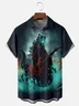 Moisture Wicking Music Guitar Dinosaur Chest Pocket Hawaiian Shirt